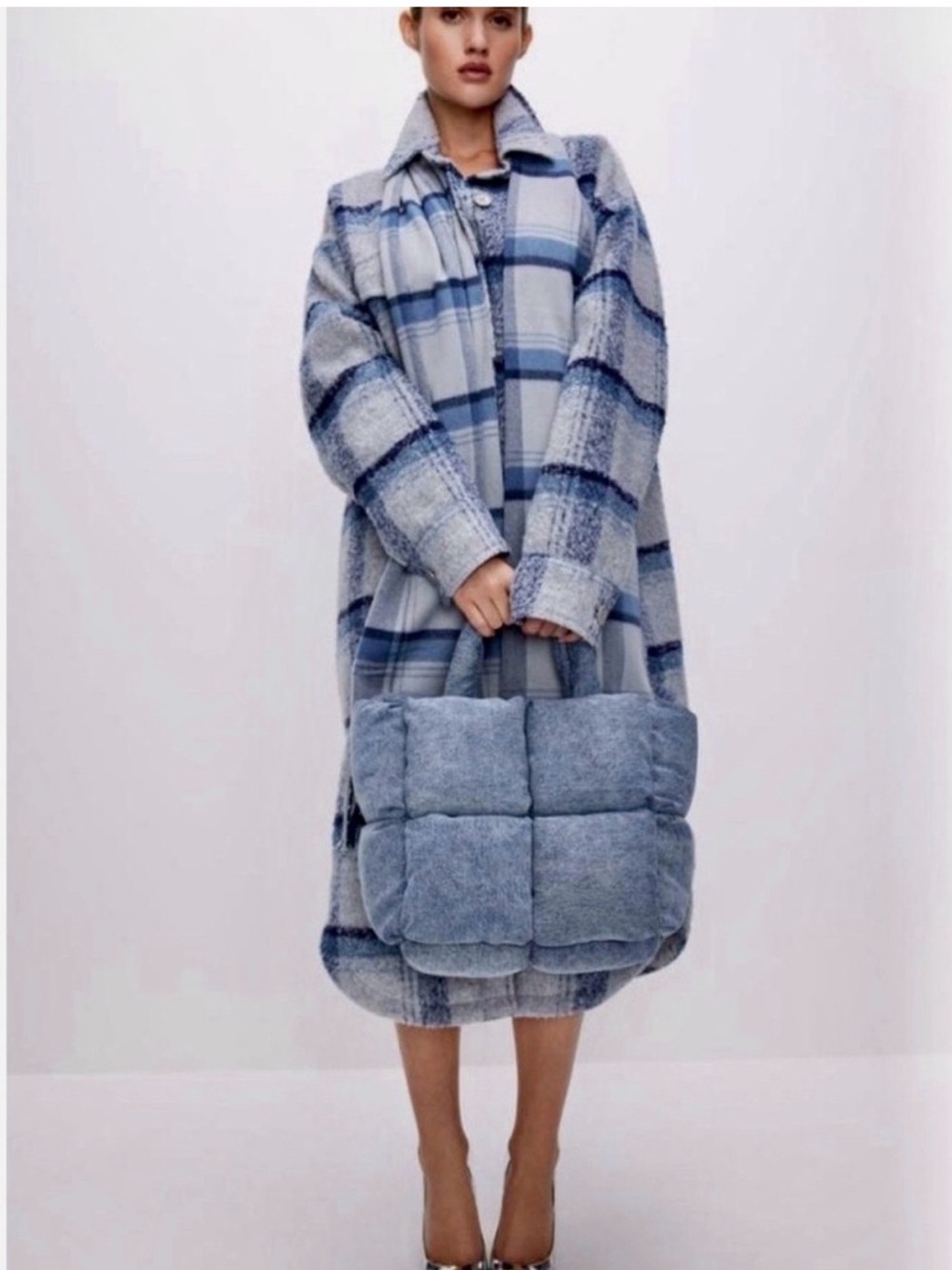 Good American Quilted Tote in Light Blue